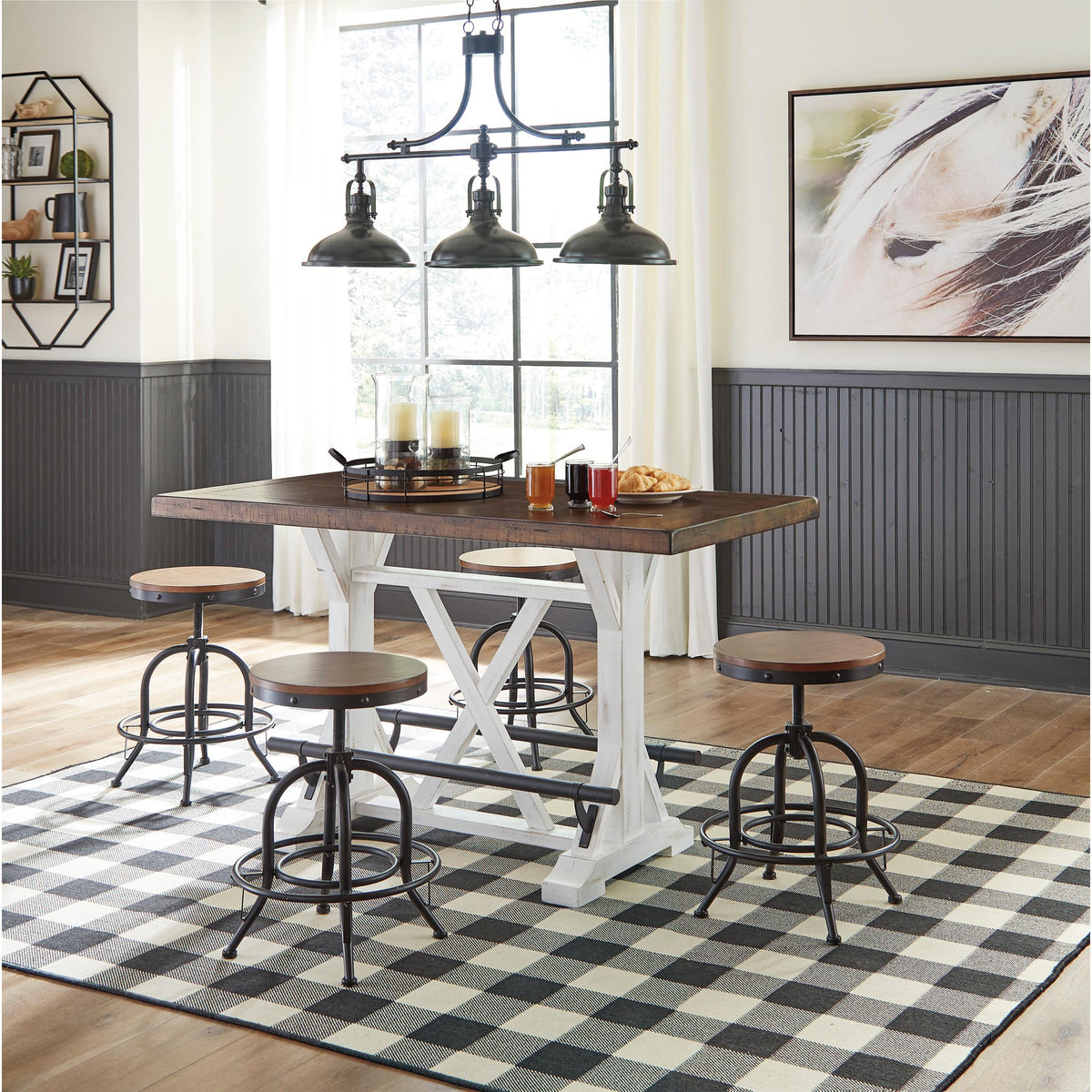  Signature Design by Ashley Valebeck Counter Height Dining Table with Trestle Base D546-13 IMAGE 4