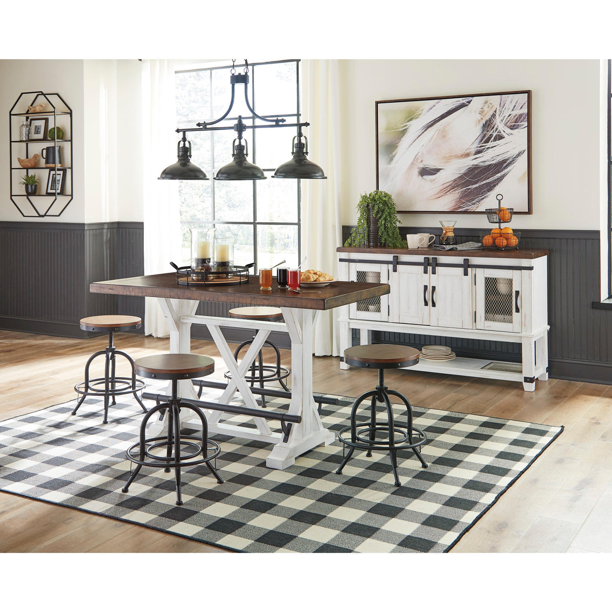  Signature Design by Ashley Valebeck Counter Height Dining Table with Trestle Base D546-13 IMAGE 5