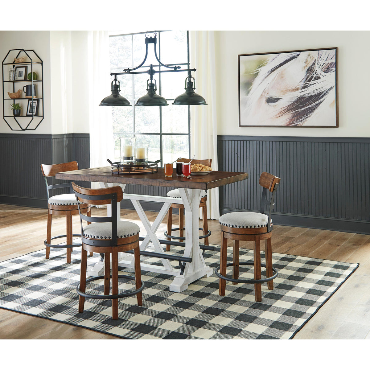  Signature Design by Ashley Valebeck Counter Height Dining Table with Trestle Base D546-13 IMAGE 6