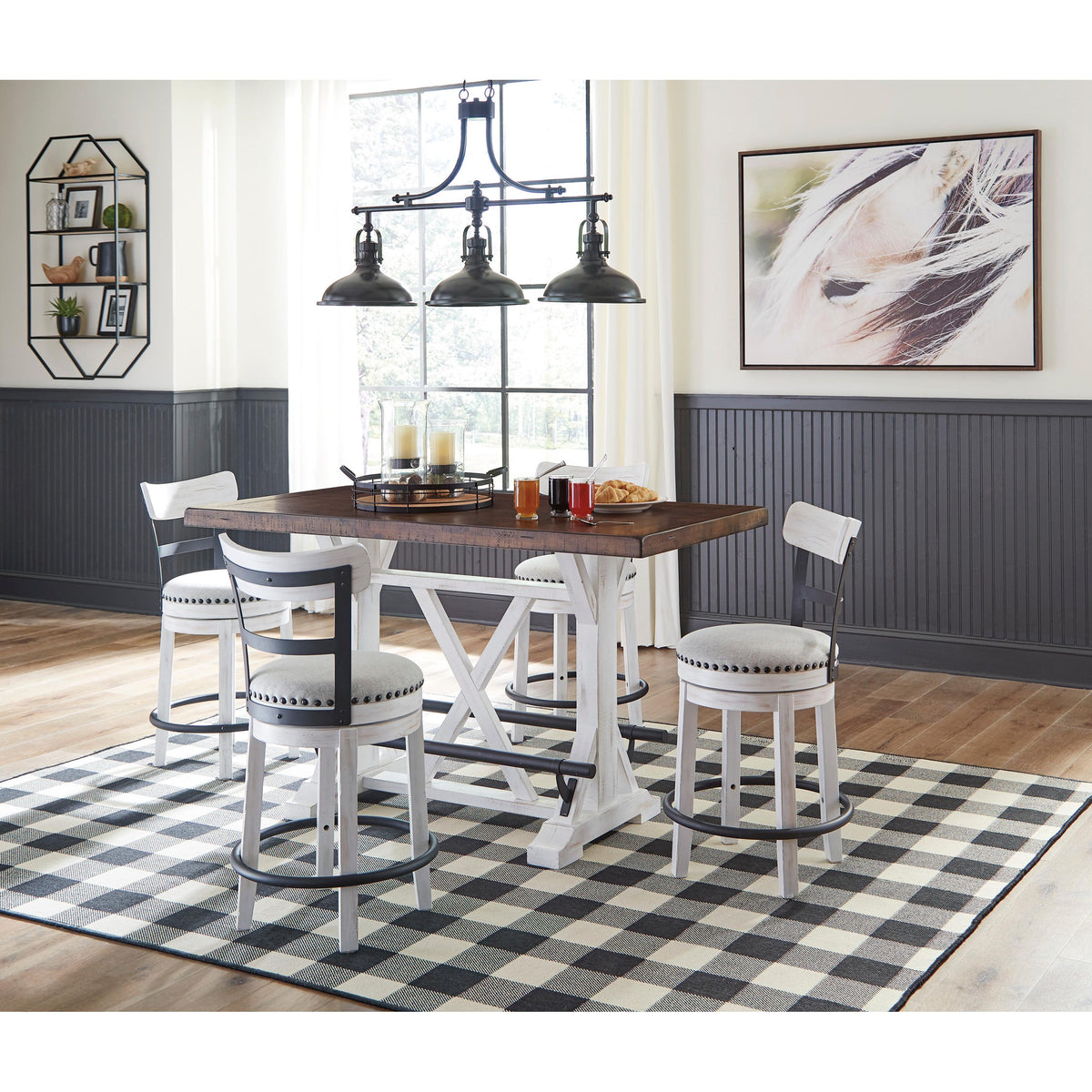  Signature Design by Ashley Valebeck Counter Height Dining Table with Trestle Base D546-13 IMAGE 8