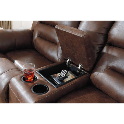  Signature Design by Ashley Stoneland Power Reclining Leather Look Loveseat with Console 3990496 IMAGE 6
