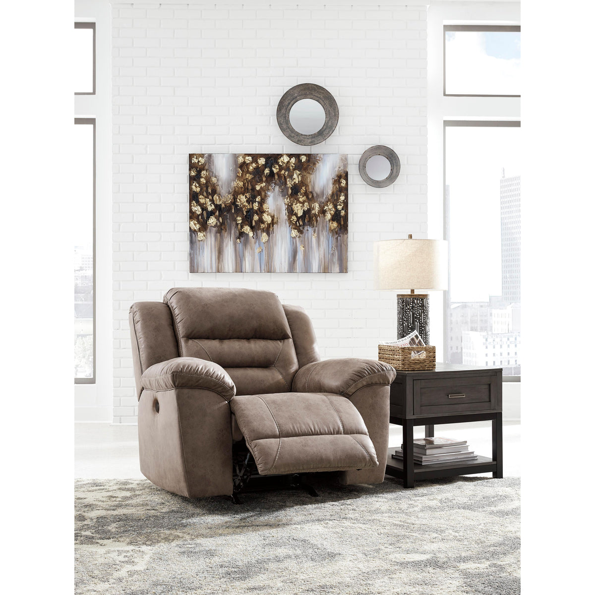  Signature Design by Ashley Stoneland Power Rocker Leather Look Recliner 3990598 IMAGE 6
