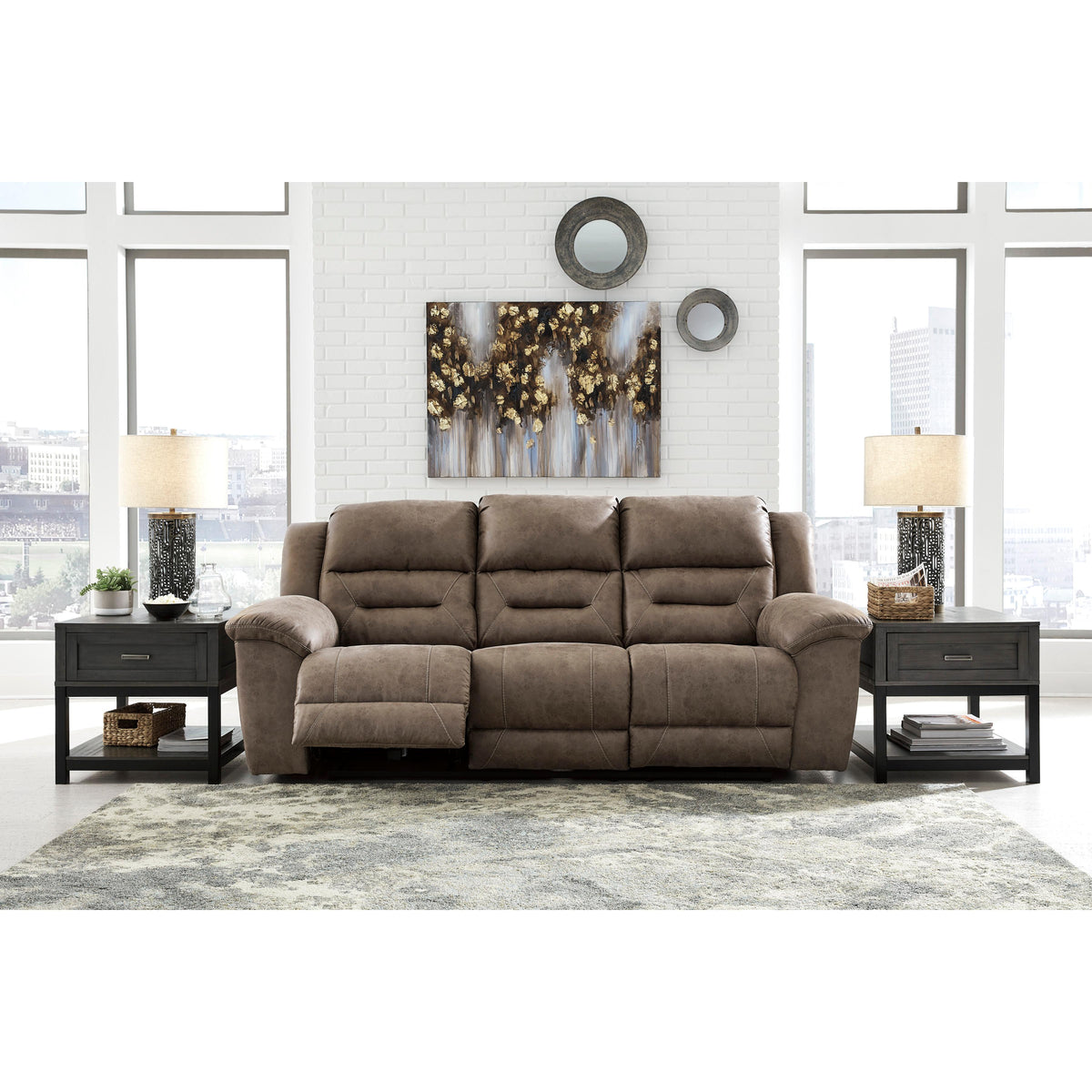  Signature Design by Ashley Stoneland Power Reclining Leather Look Sofa 3990587 IMAGE 4