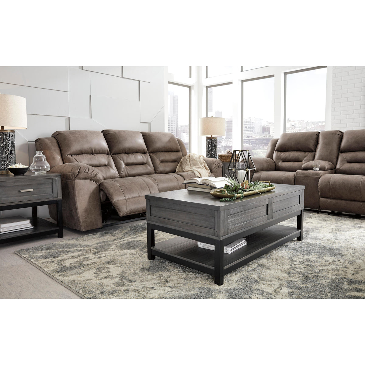  Signature Design by Ashley Stoneland Power Reclining Leather Look Sofa 3990587 IMAGE 7