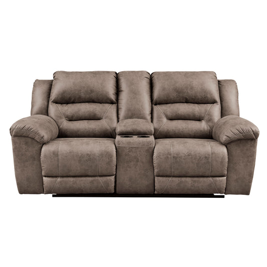  Signature Design by Ashley Stoneland Reclining Leather Look Loveseat with Console 3990594 IMAGE 1