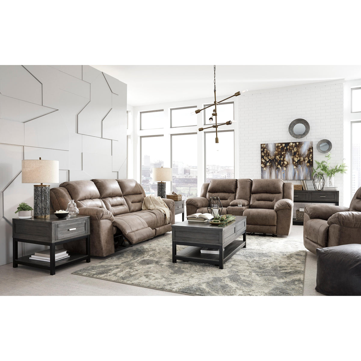  Signature Design by Ashley Stoneland Reclining Leather Look Loveseat with Console 3990594 IMAGE 8