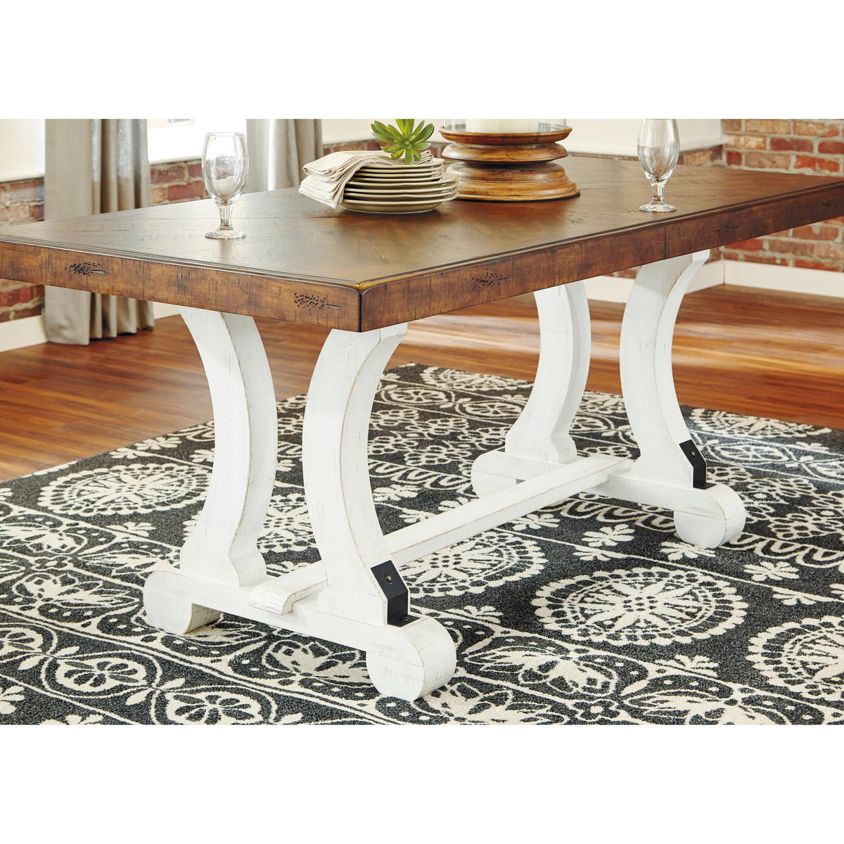  Signature Design by Ashley Valebeck Dining Table with Trestle Base D546-35 IMAGE 3