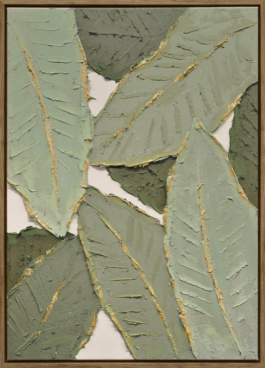 WF3414 "Verdant Essence I" Hand-embellished Canvas in Frame