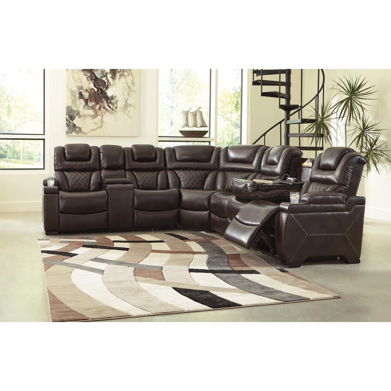 Signature Design by Ashley Warnerton Power Reclining Leather Look 3 pc Sectional 7540737/7540777/7540708 IMAGE 3