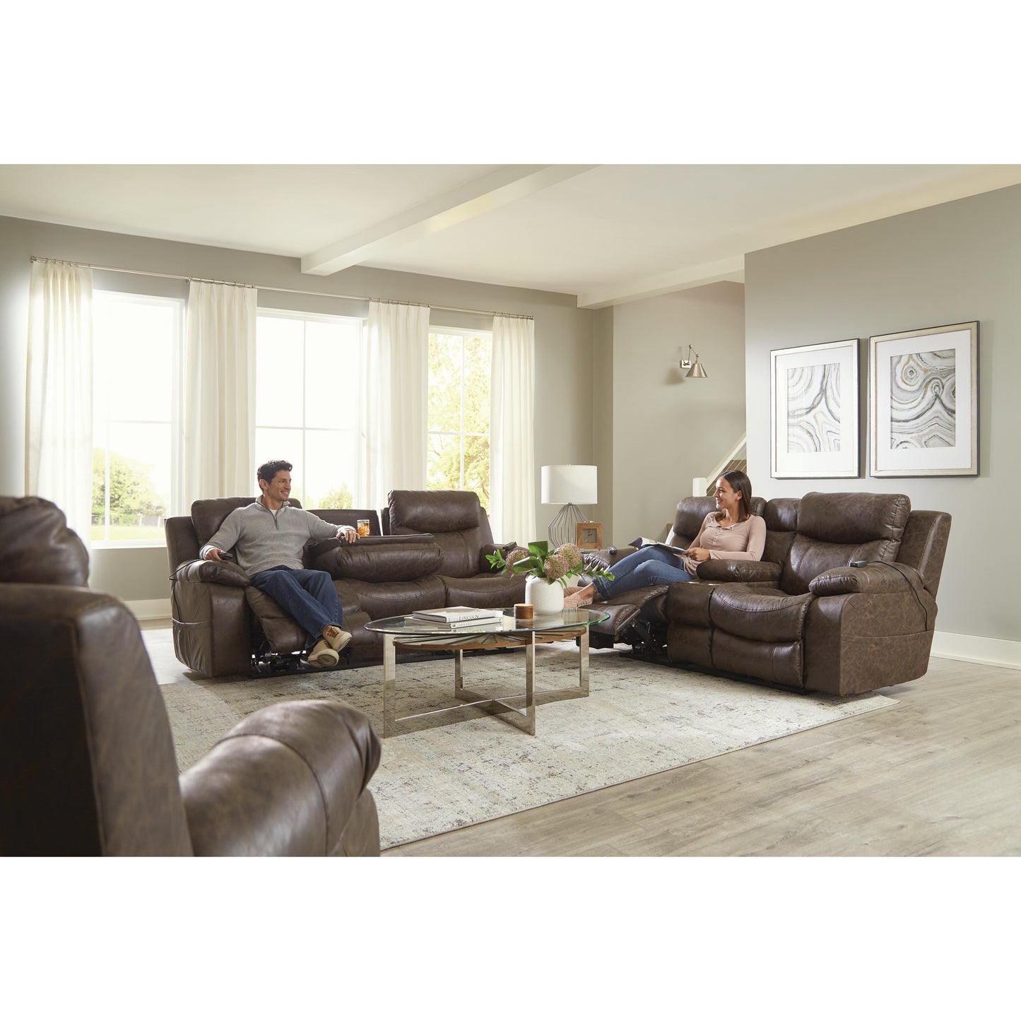  Catnapper Palmer Power Reclining Leather Look Sofa 763955 1307-29 IMAGE 4