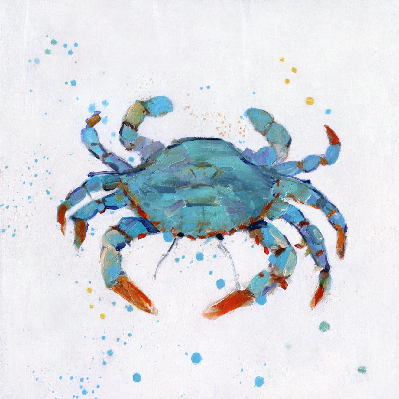 Bubbly Blue Crab by Sally Swatland Canvas Wall Art