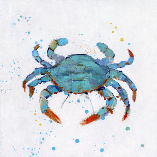 Bubbly Blue Crab by Sally Swatland Canvas Wall Art 50x50