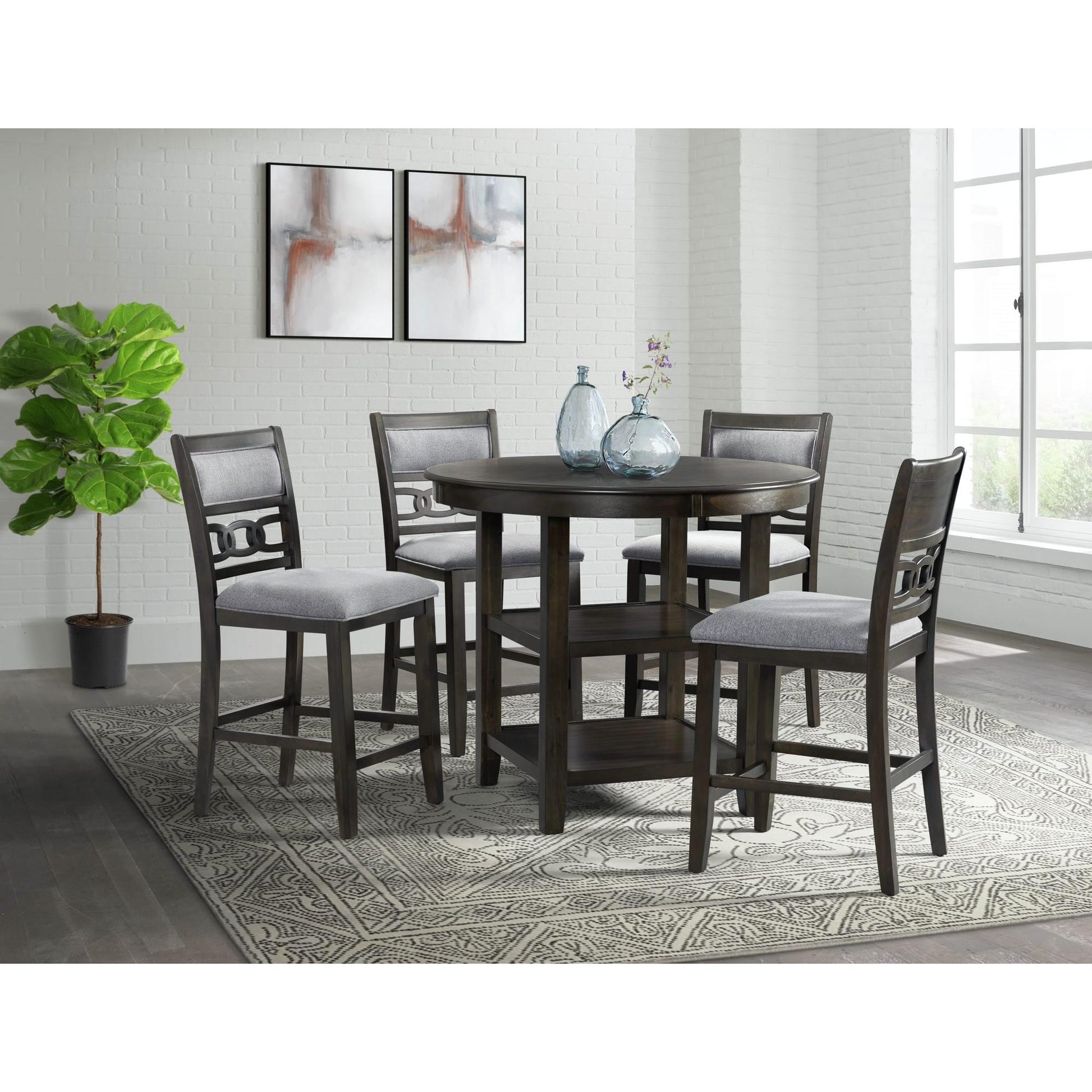 Elements International Round Amherst Counter Height Dining Table with Pedestal Base DAH550CT IMAGE 2