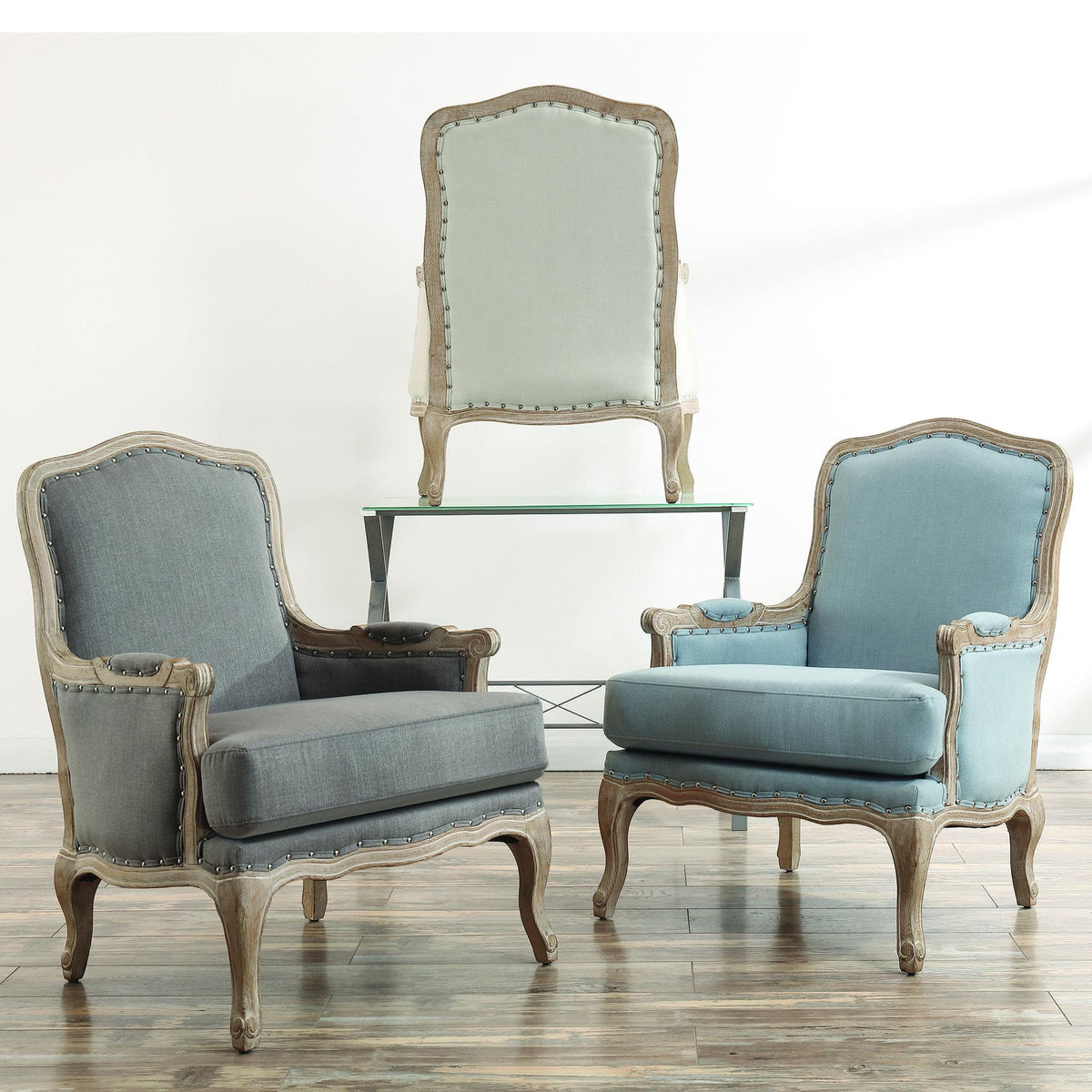  Elements International Artesia UAZ547100G Arm Chair - Midtown Light Blue IMAGE 3