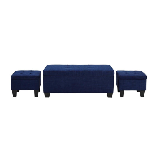  Elements International Ethan UEH080100CA Storage Bench Set - Heirloom Blue IMAGE 1