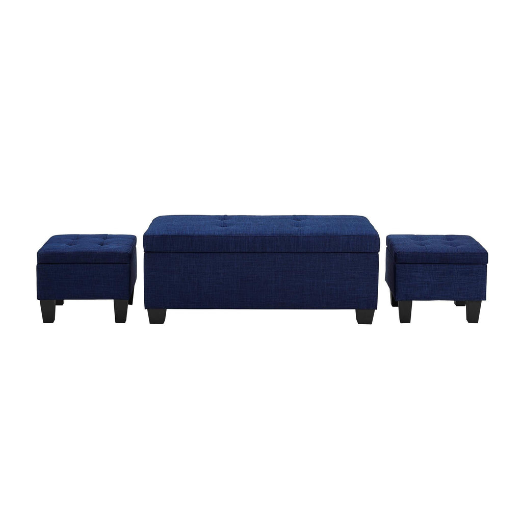  Elements International Ethan UEH080100CA Storage Bench Set - Heirloom Blue IMAGE 1
