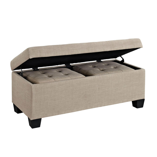  Elements International Ethan UEH082100CA Storage Bench Set - Heirloom Natural IMAGE 1