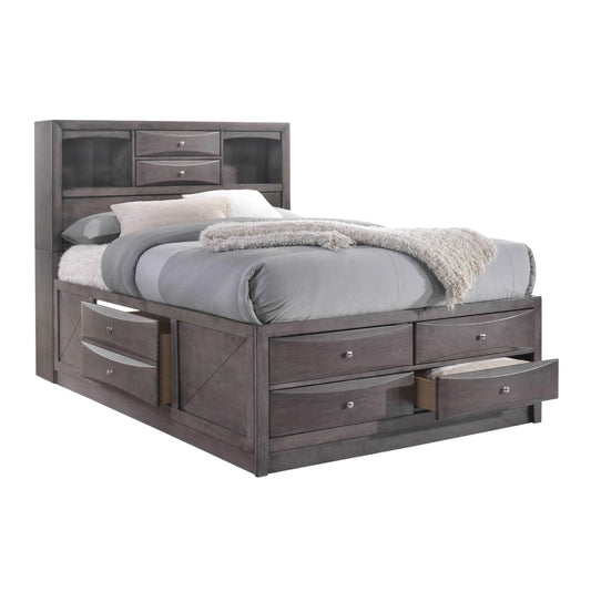  Elements International Emily Grey EG170FB Full Bookcase Bed with Storage IMAGE 1