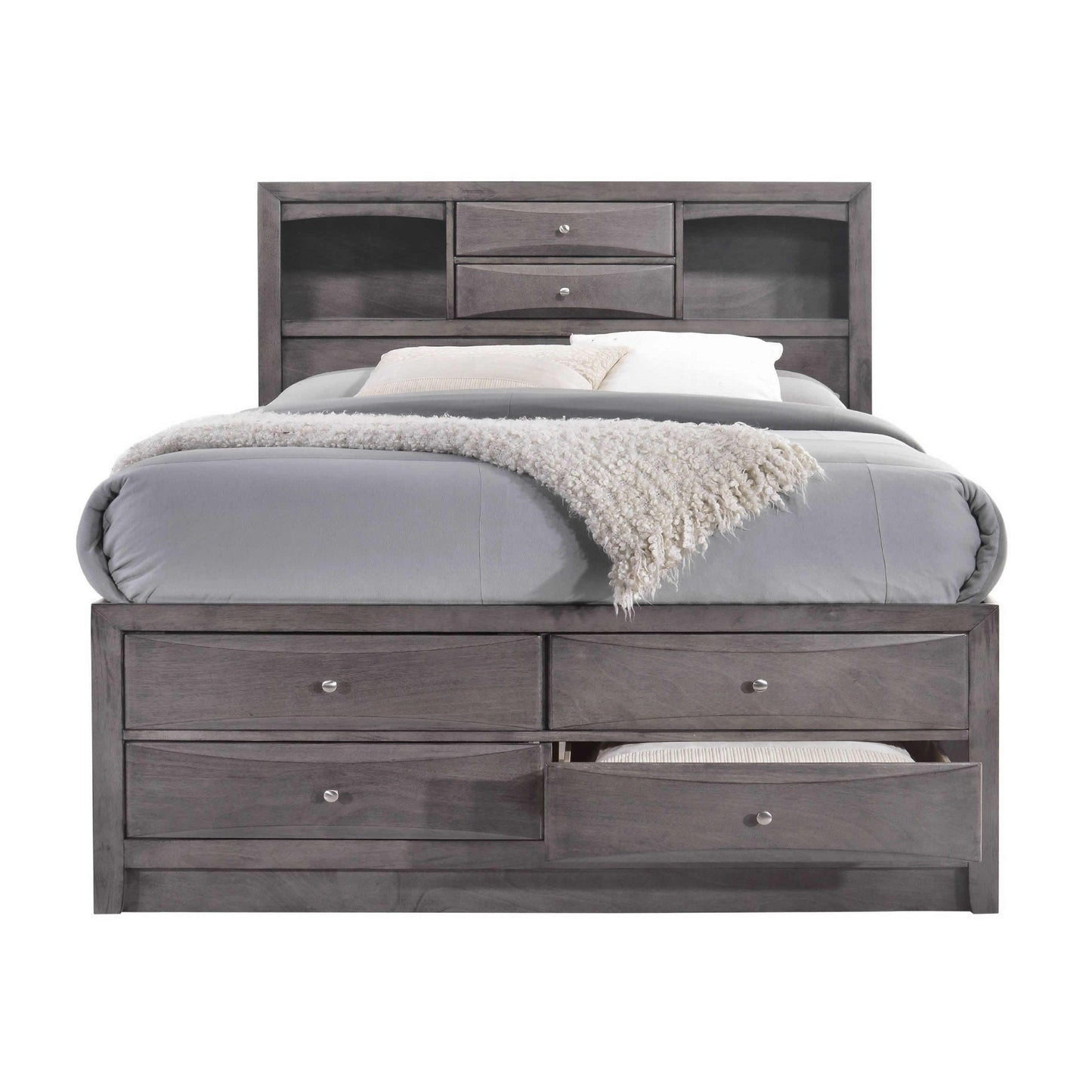  Elements International Emily Grey EG170FB Full Bookcase Bed with Storage IMAGE 2