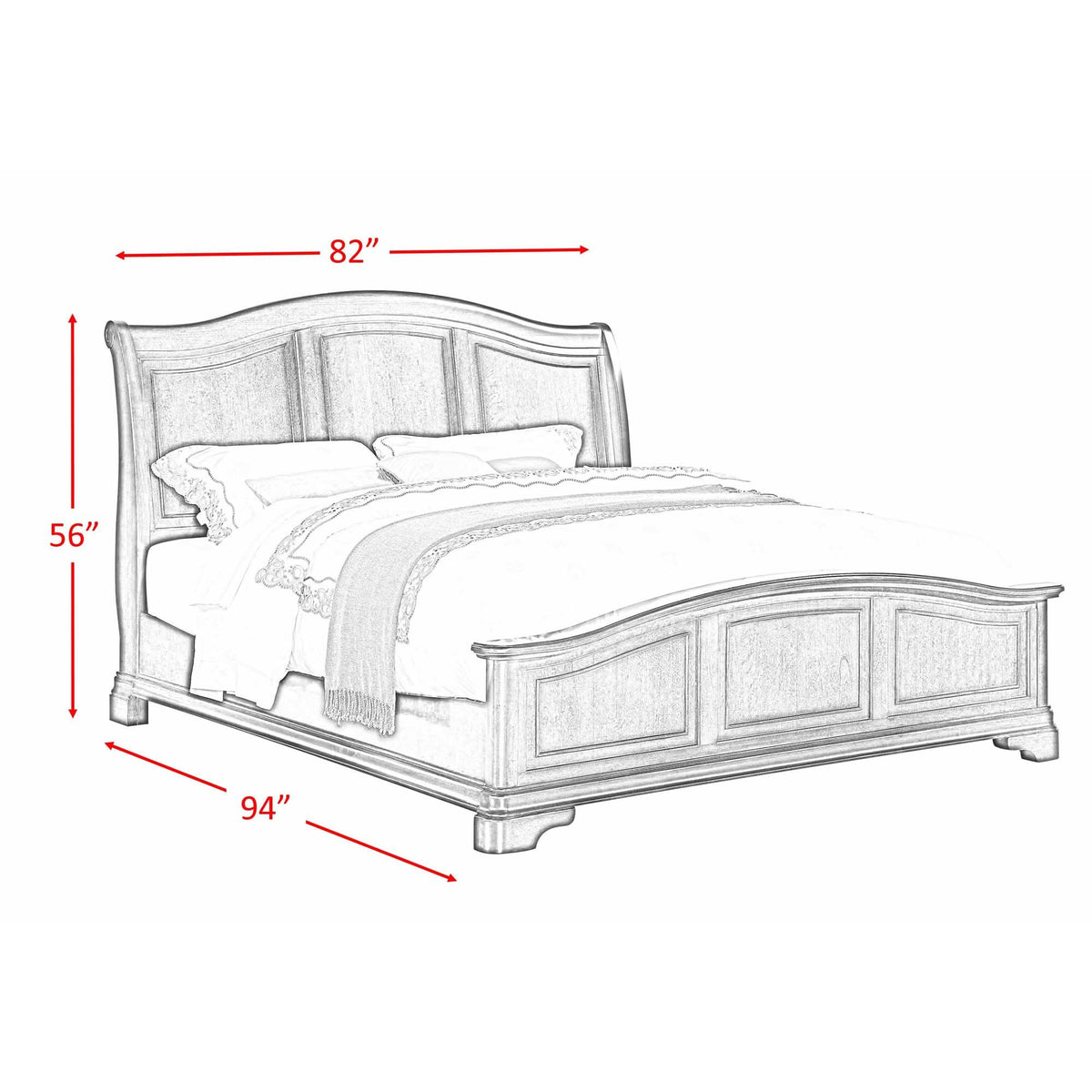  Elements International Cameron CM750KB King Panel Bed - Cherry IMAGE 3