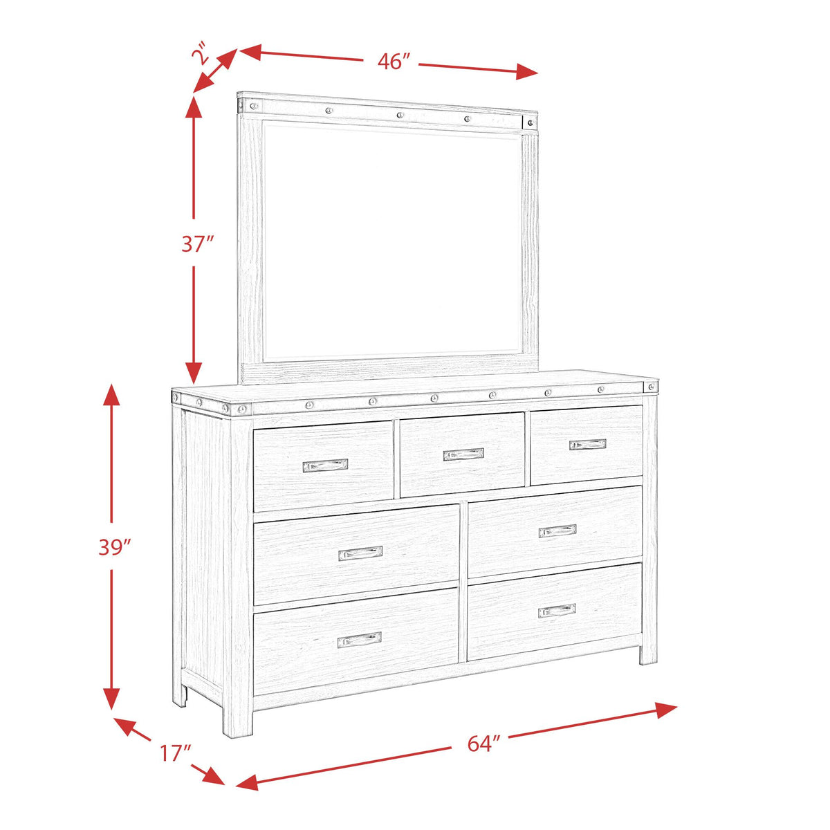  Elements International Wade WE600DRMR Dresser and Mirror Set IMAGE 13
