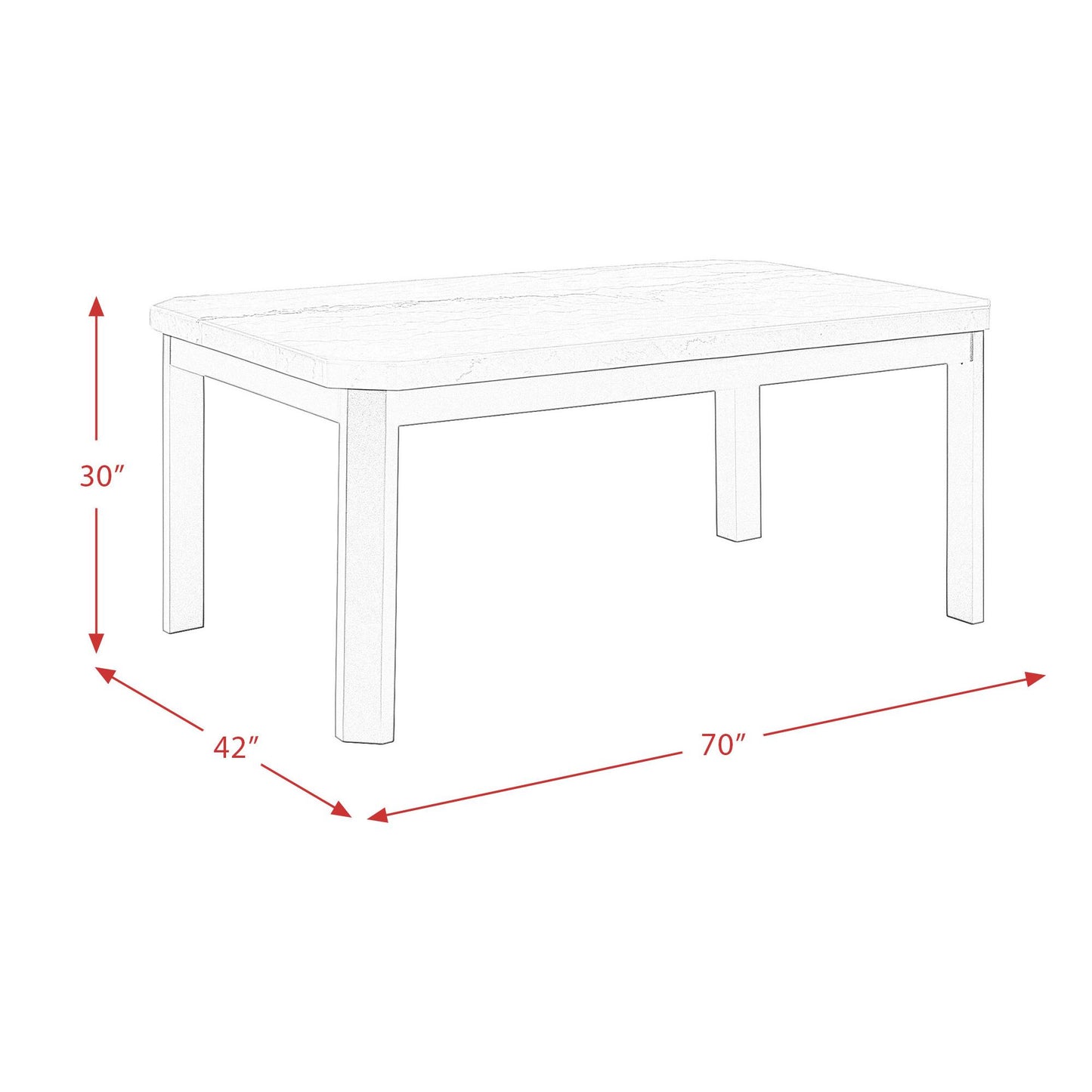 Elements International Francesca Dining Table with Marble Top CFC700DTB IMAGE 10
