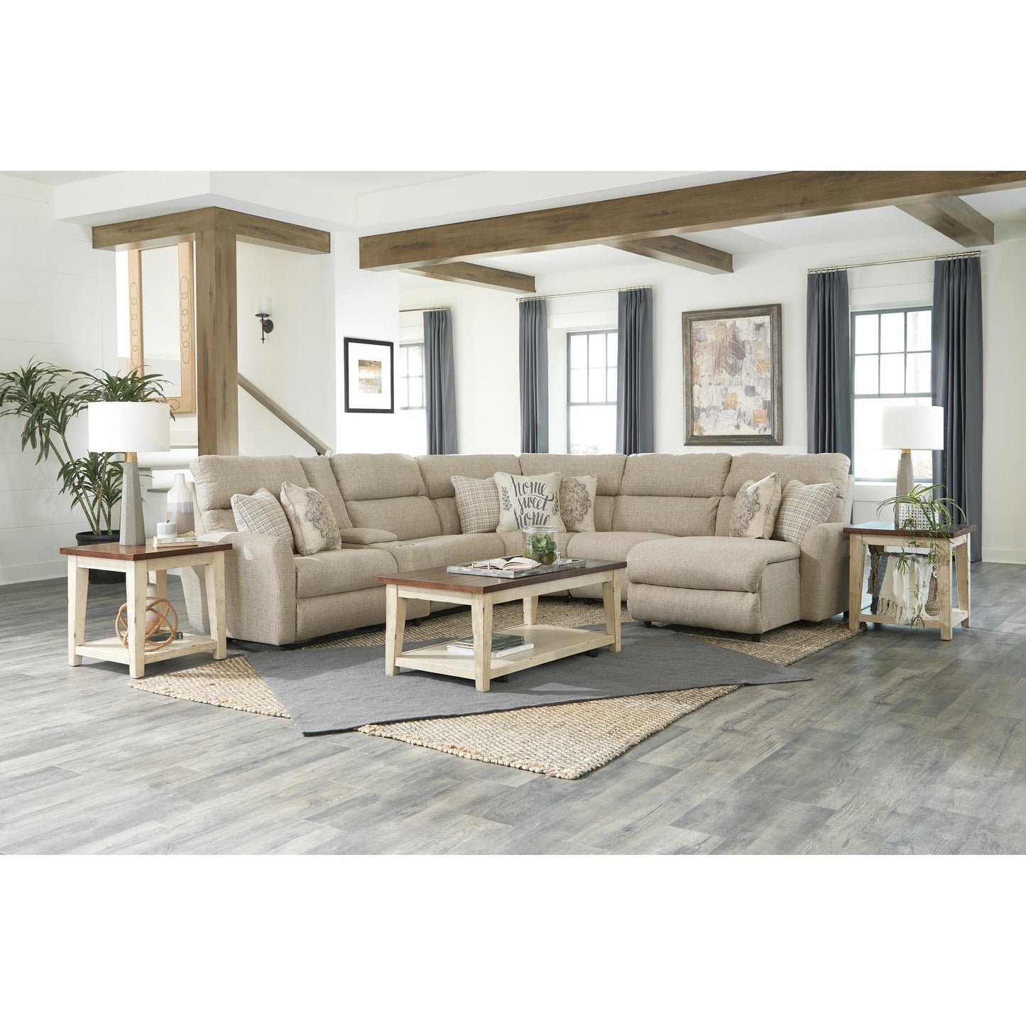  Catnapper McPherson 261 6 pc Power Reclining Sectional - Buff IMAGE 1