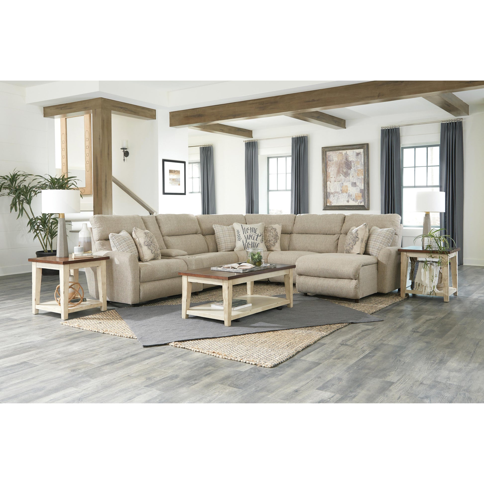  Catnapper McPherson 261 6 pc Power Reclining Sectional - Buff IMAGE 1