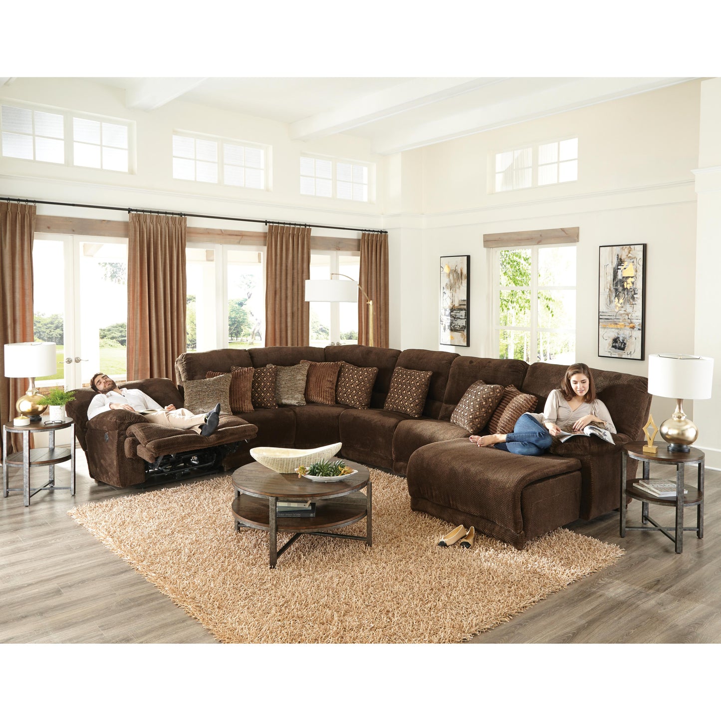 Catnapper Burbank 281 6 pc Sectional - Chocolate IMAGE 3