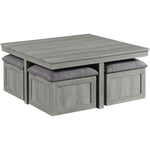 Elements International Uster CTUT100OT Coffee Table with 4 Stools IMAGE 1