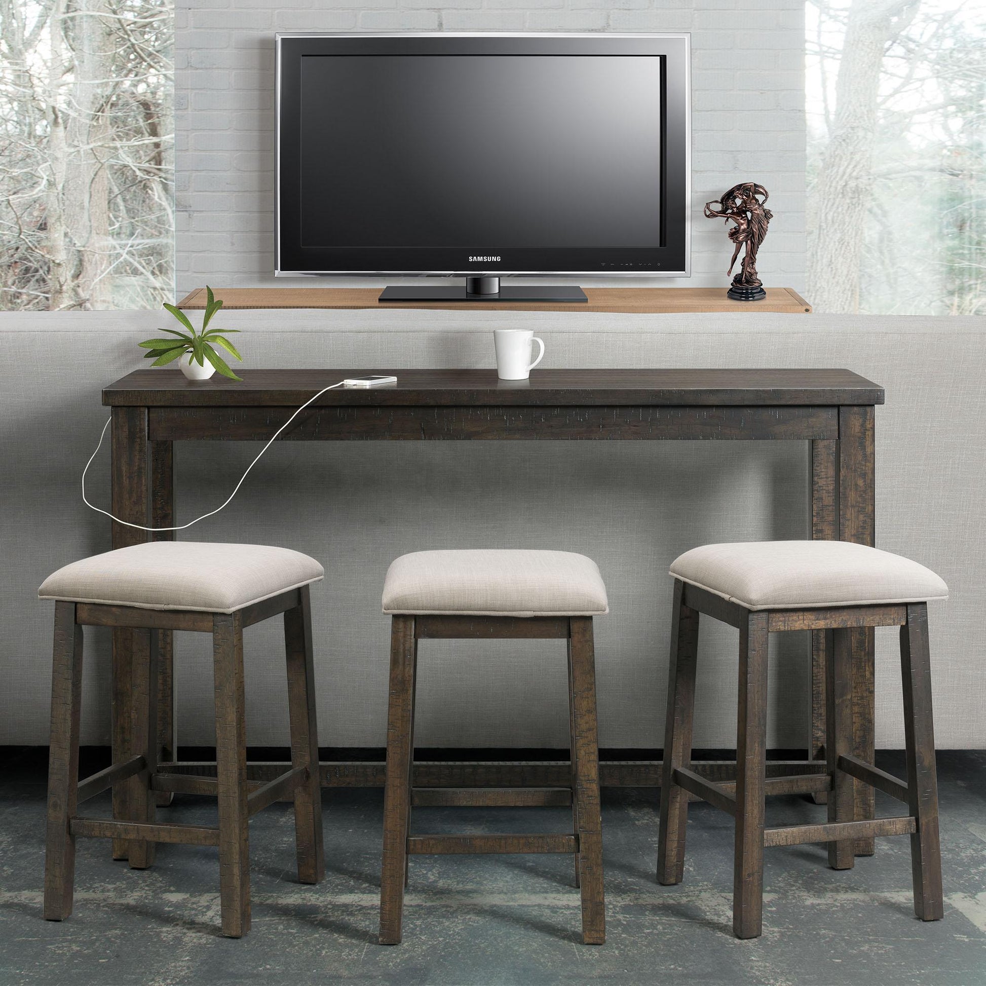  Elements International Stone TST100BTSP 4 pc Counter Height Dinette - Charcoal IMAGE 16
