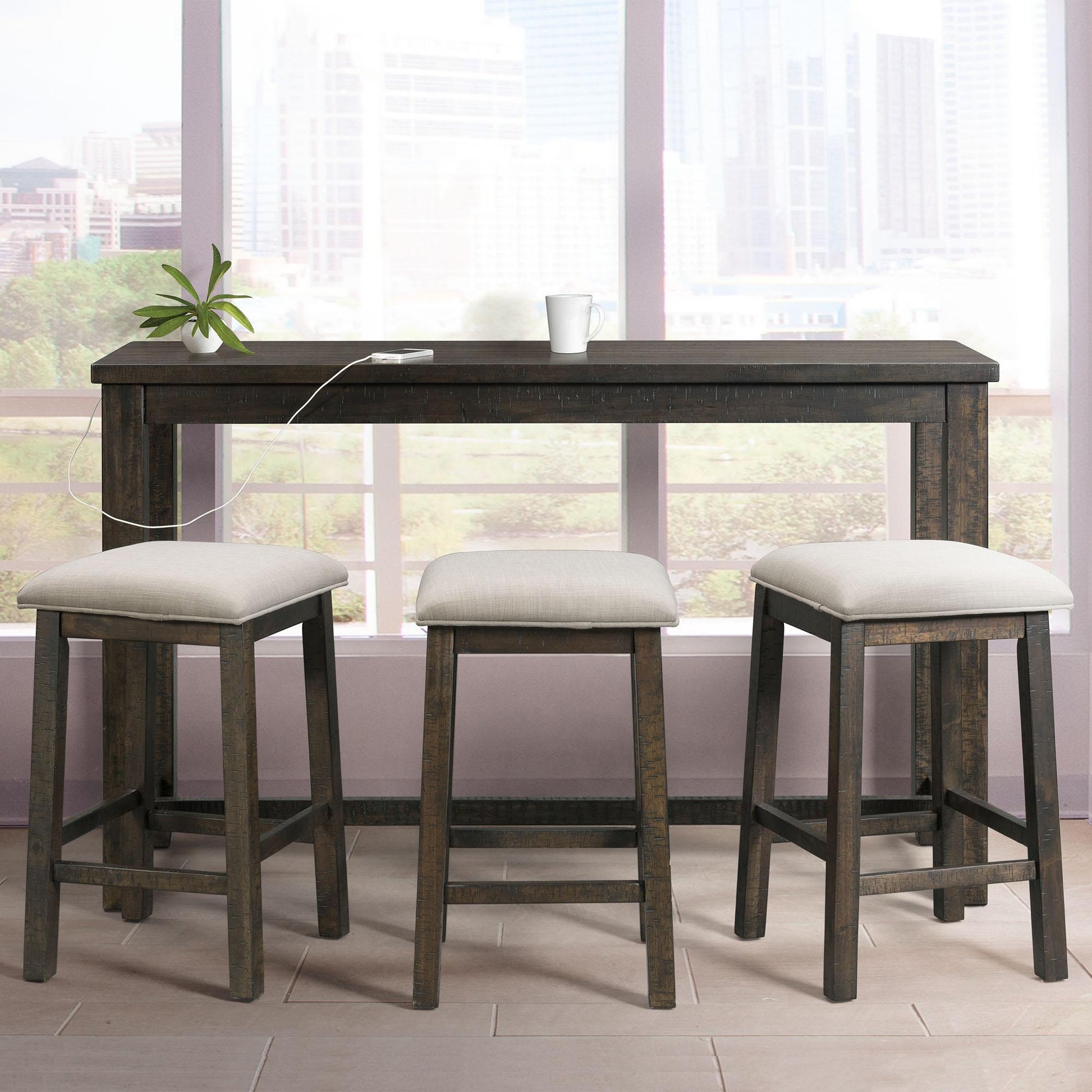  Elements International Stone TST100BTSP 4 pc Counter Height Dinette - Charcoal IMAGE 17