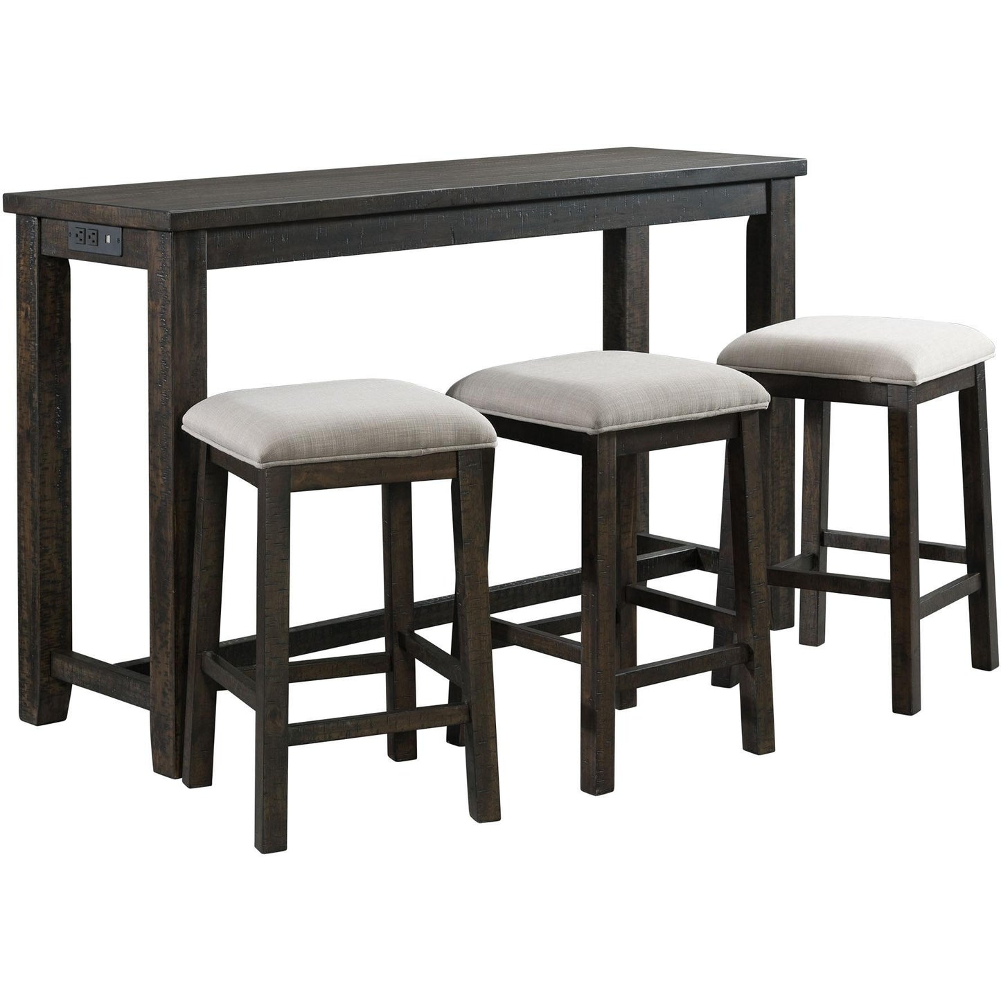  Elements International Stone TST100BTSP 4 pc Counter Height Dinette - Charcoal IMAGE 2