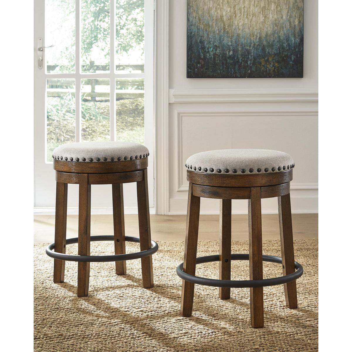  Signature Design by Ashley Valebeck D546-124 Upholstered Swivel Stool IMAGE 3
