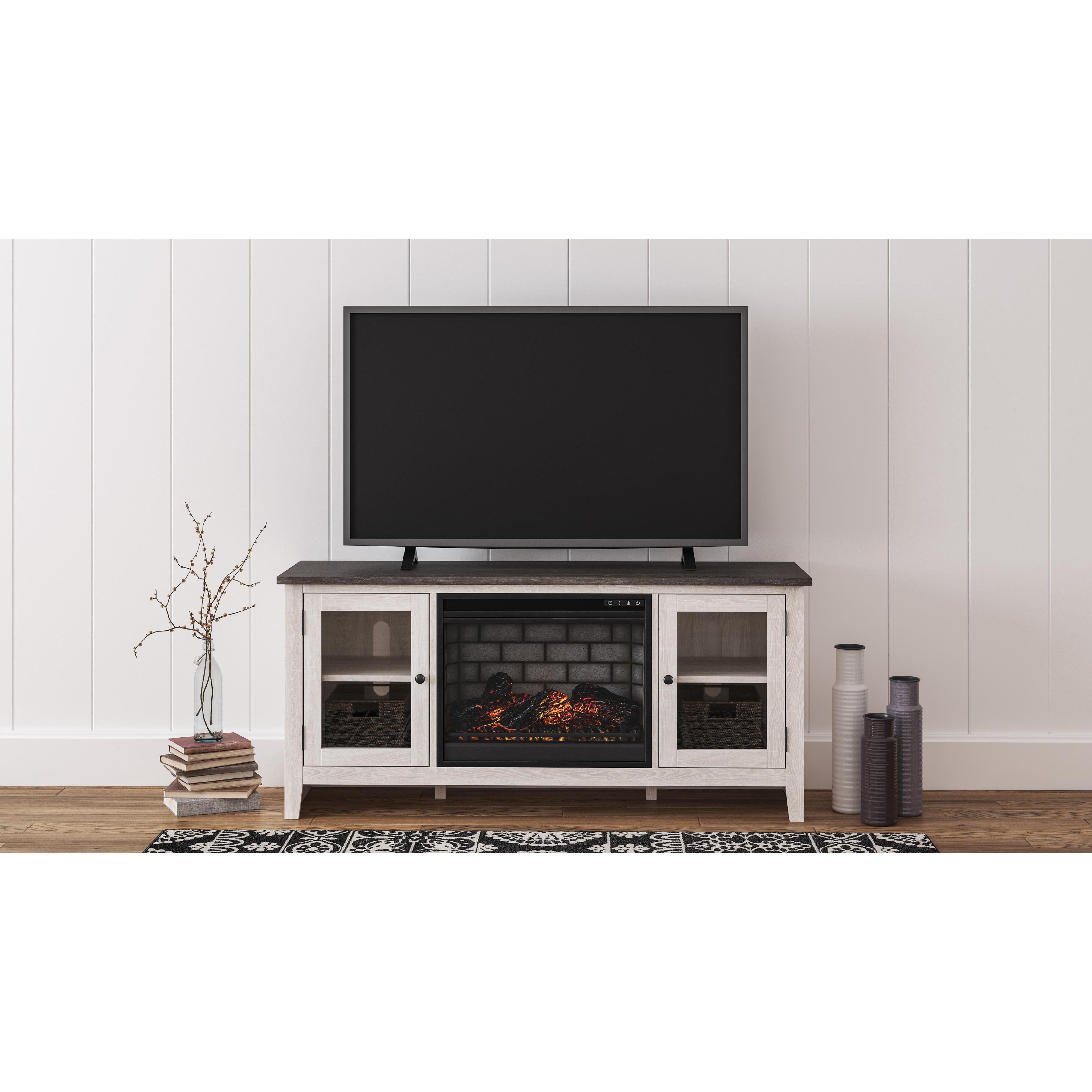 Signature Design By Ashley Dorrinson TV Stand with Electric Fireplace - Thumbnail 4
