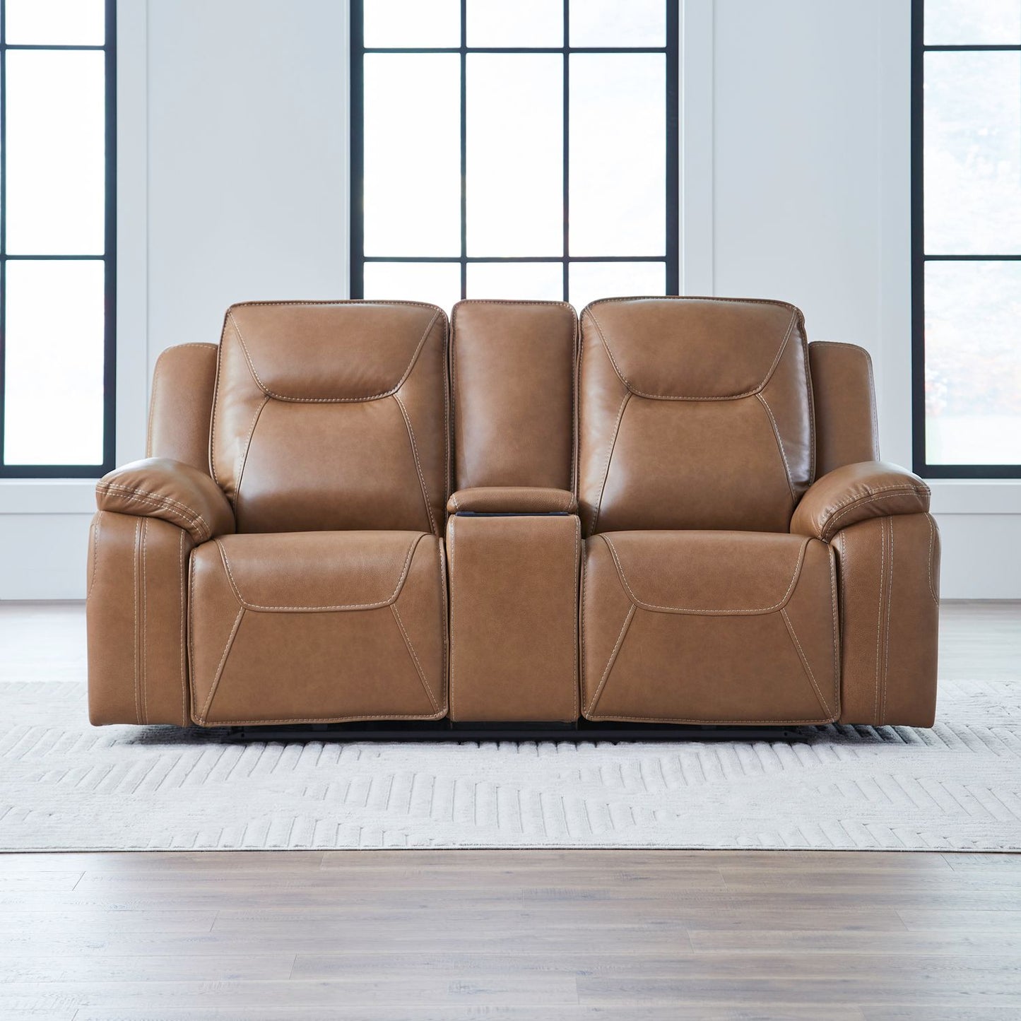 Callihan Reclining Loveseat W/Console in York Butternut Leather by Liberty Furniture