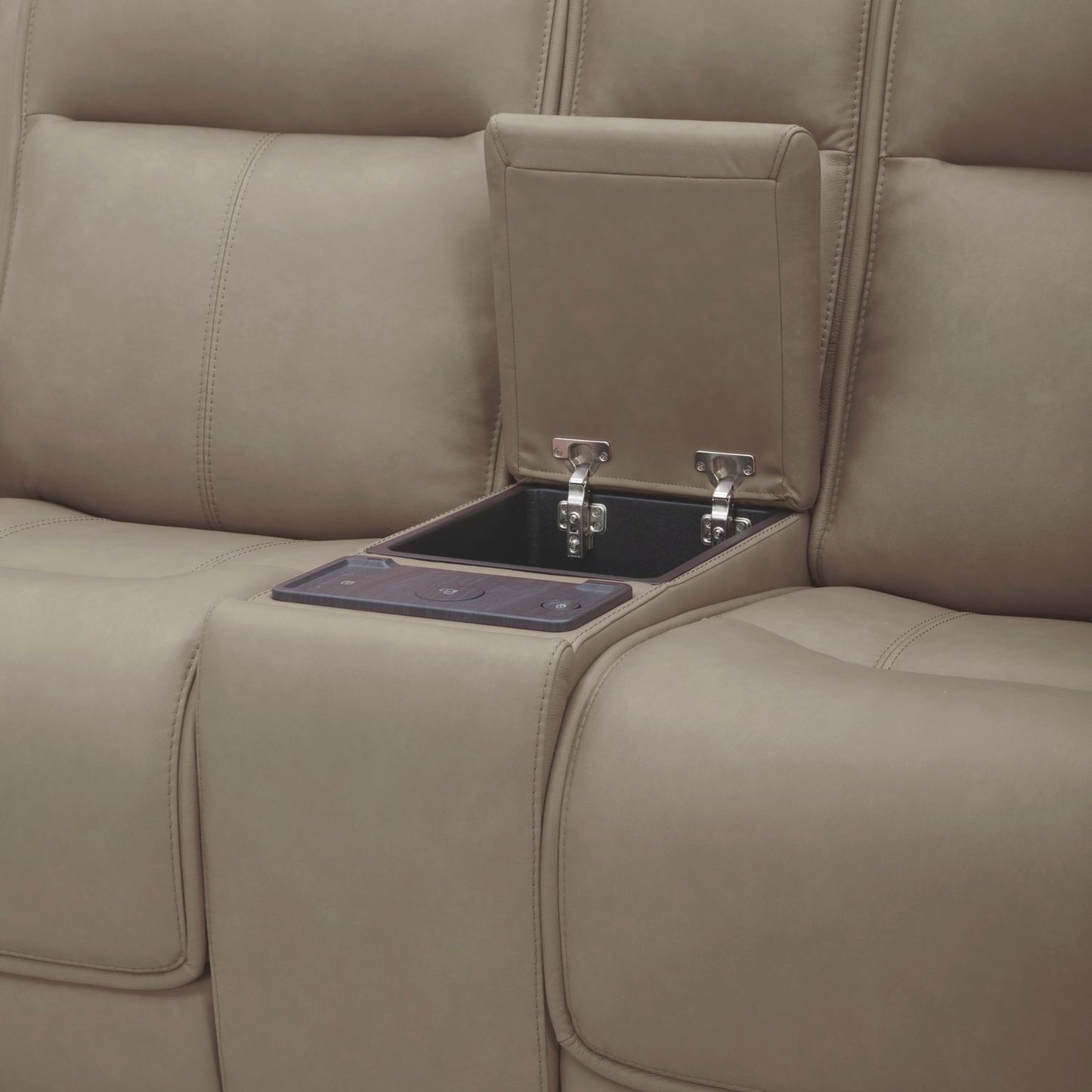 Cora Reclining Loveseat W/Console in Aline Cashmere Leather by Liberty Furniture