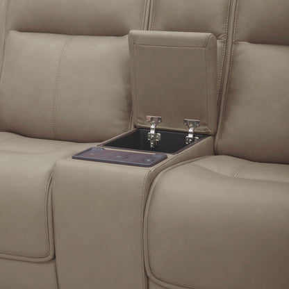 Cora Reclining Loveseat W/Console in Aline Cashmere Leather by Liberty Furniture