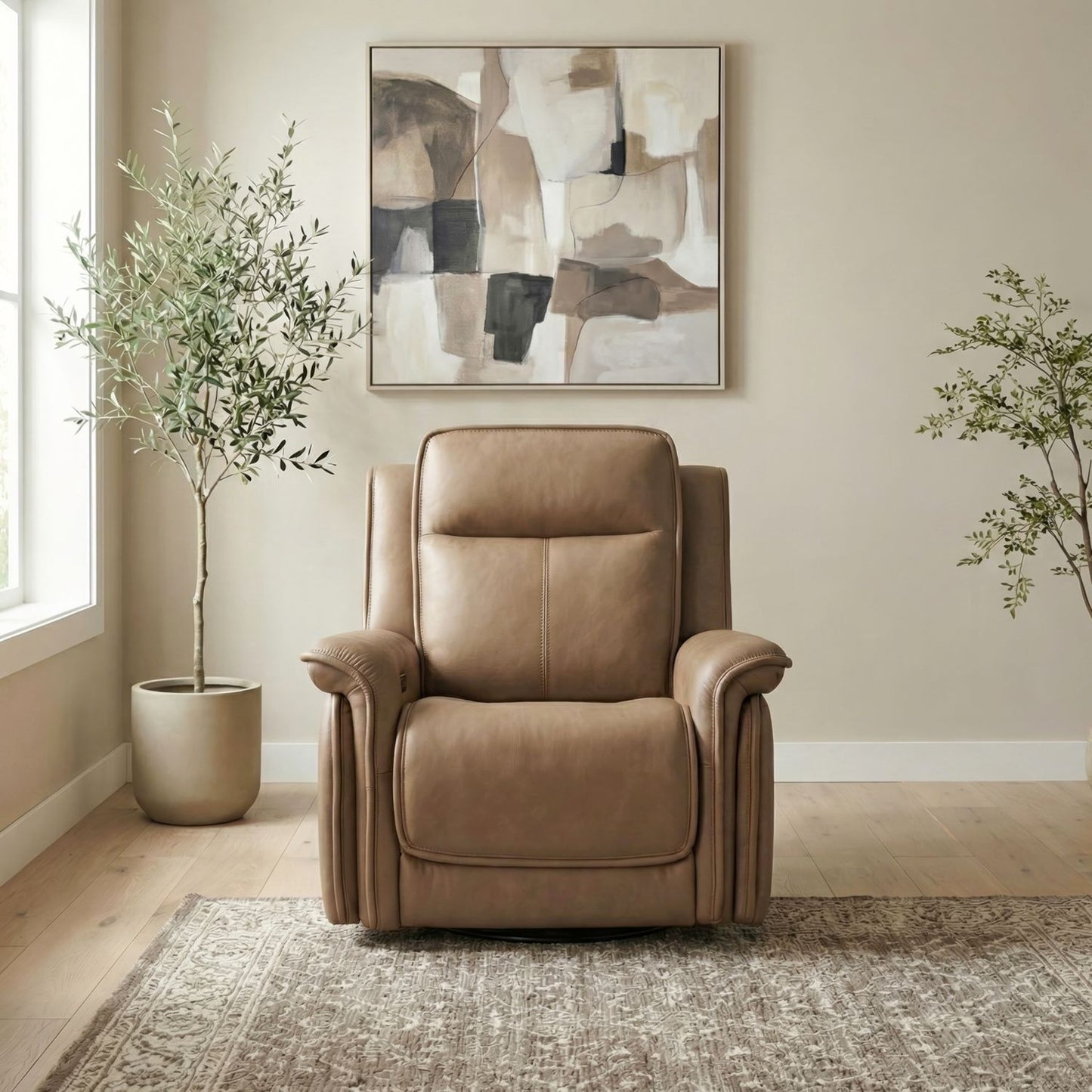 Cora Recliner in Aline Toast Leather by Liberty Furniture