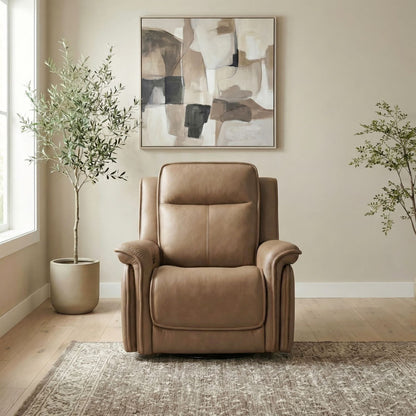Cora Recliner in Aline Toast Leather by Liberty Furniture