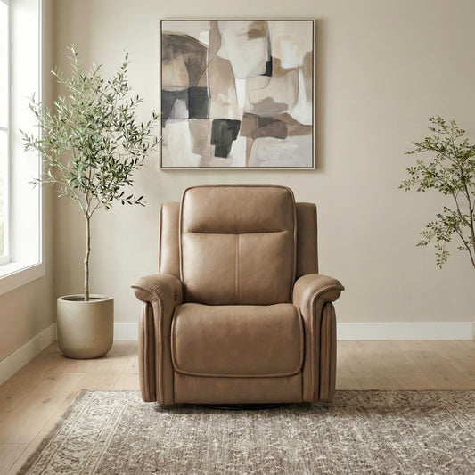 Cora Recliner in Aline Toast Leather by Liberty Furniture