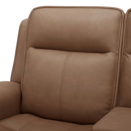 Cora Reclining Loveseat in Aline Toast Leather by Liberty Furniture