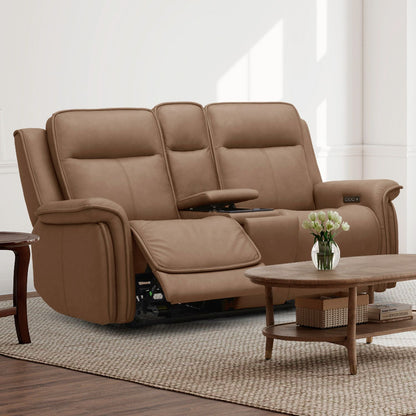 Cora Reclining Loveseat in Aline Toast Leather by Liberty Furniture