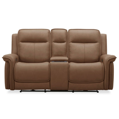 Cora Reclining Loveseat in Aline Toast Leather by Liberty Furniture