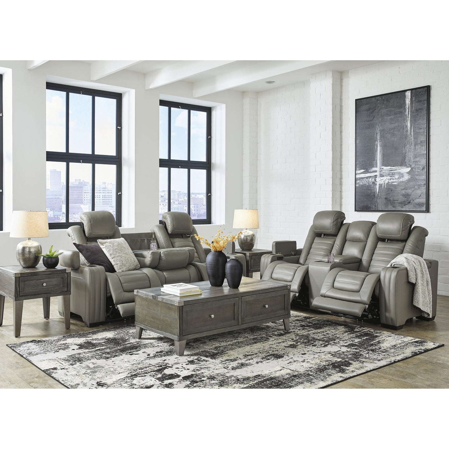 Signature Design by Ashley Backtrack Power Reclining Leather Match Loveseat U2800518 IMAGE 10