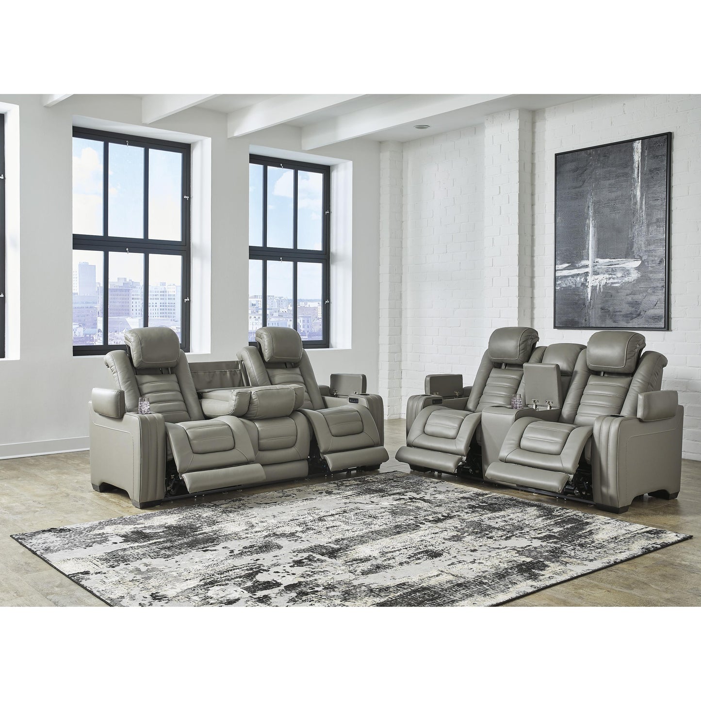 Signature Design by Ashley Backtrack Power Reclining Leather Match Loveseat U2800518 IMAGE 11