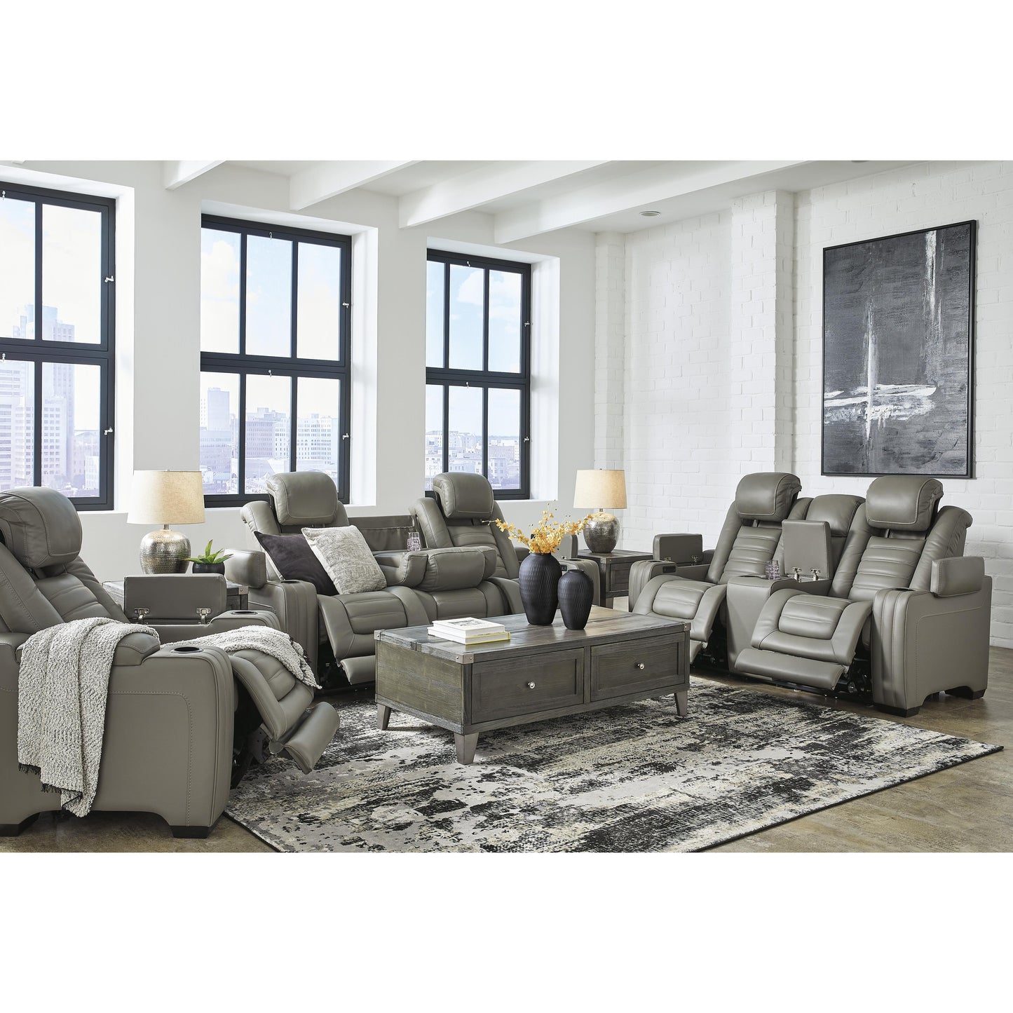 Signature Design by Ashley Backtrack Power Reclining Leather Match Loveseat U2800518 IMAGE 14