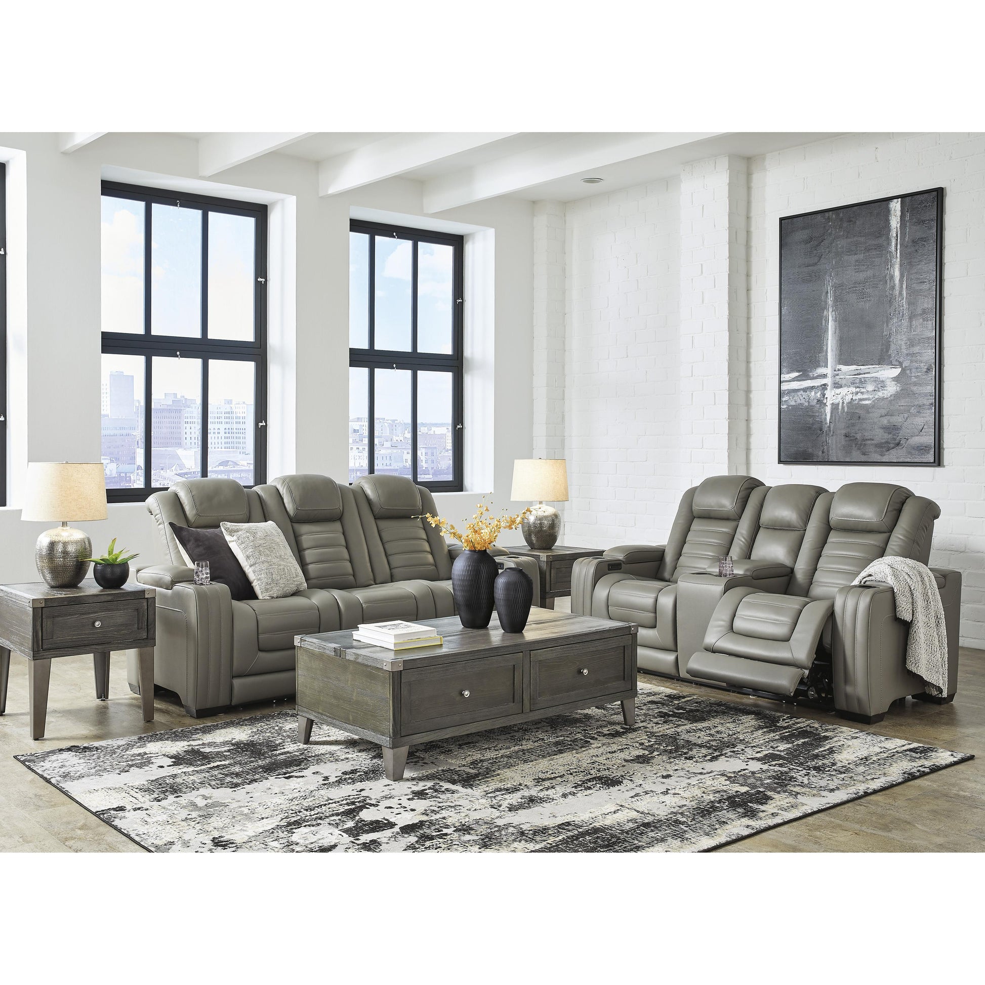 Signature Design by Ashley Backtrack Power Reclining Leather Match Loveseat U2800518 IMAGE 9