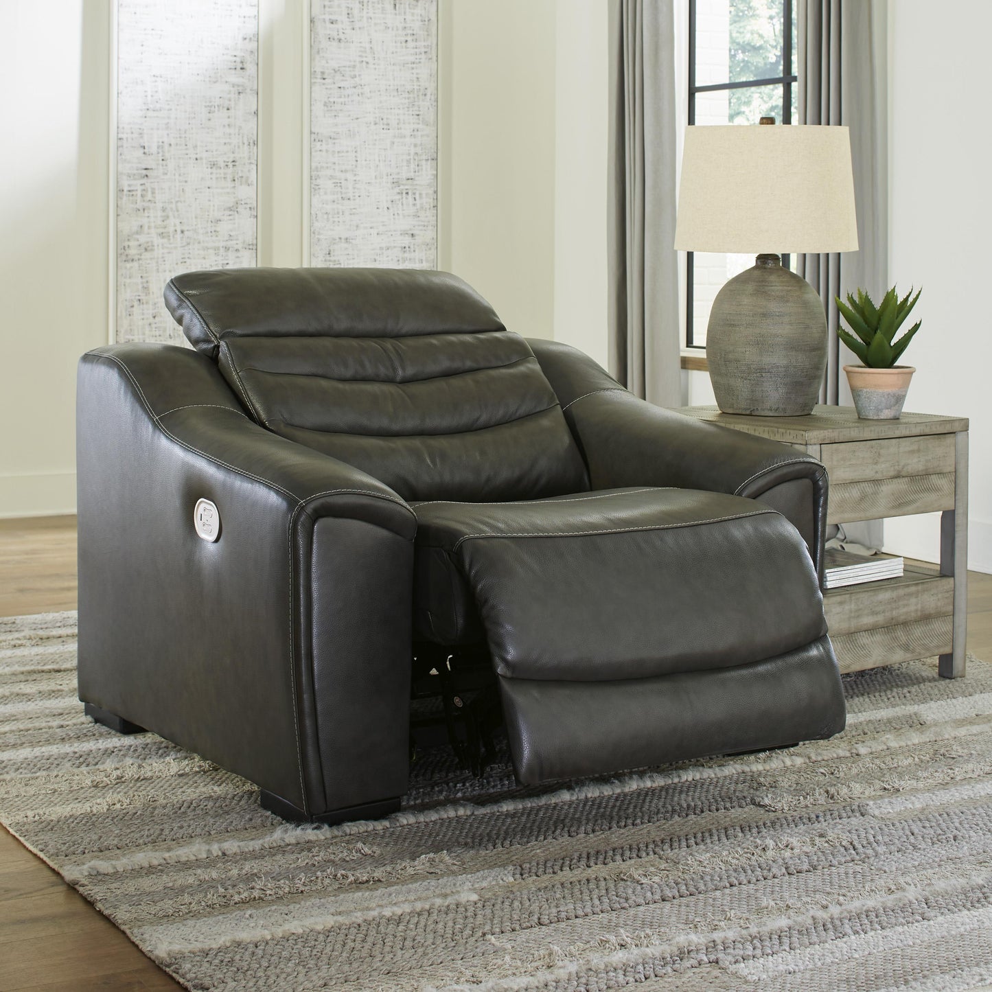 Signature Design by Ashley Center Line Power Leather Match Recliner U6340413 IMAGE 5