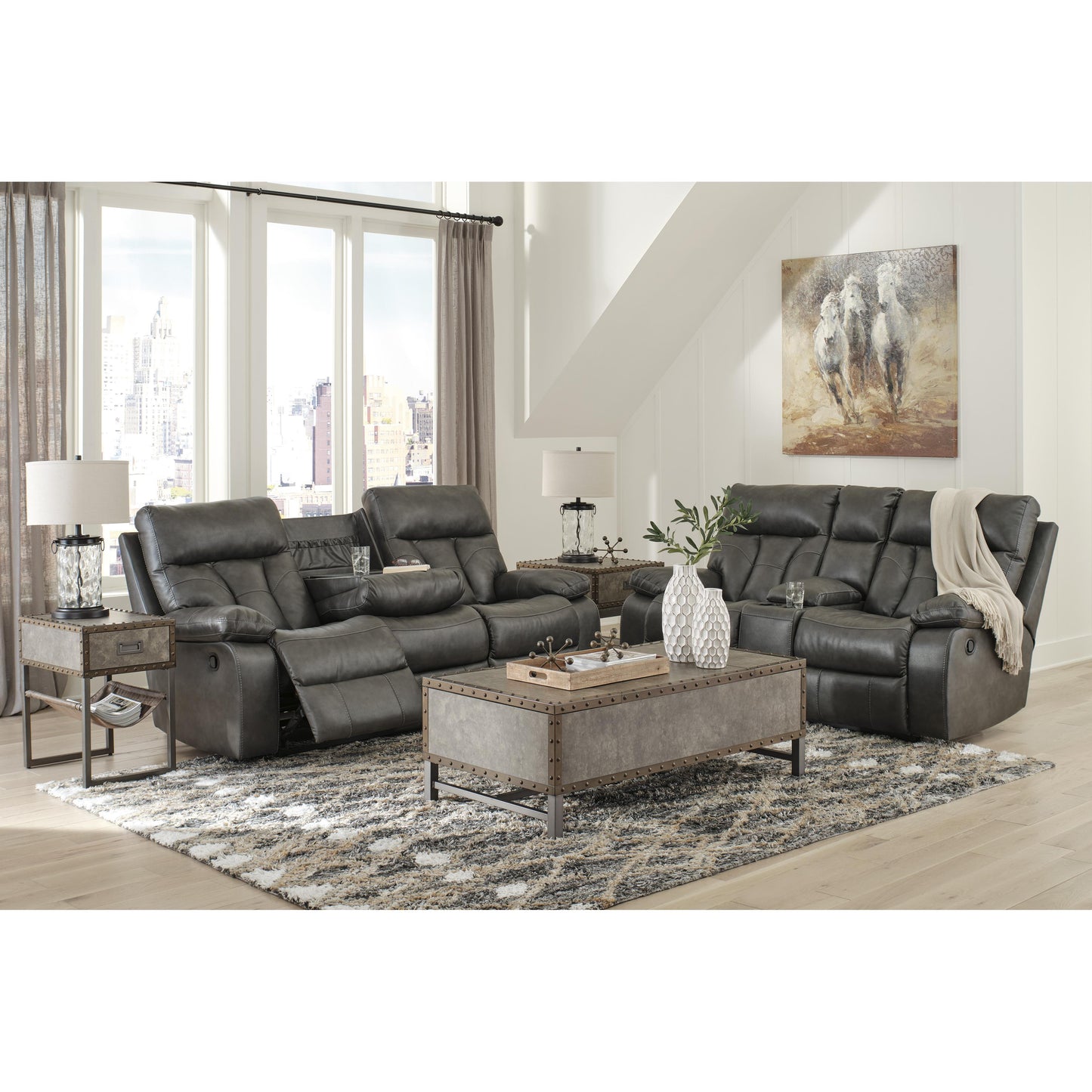 Signature Design by Ashley Willamen Power Reclining Leather Look Loveseat 1480194 IMAGE 8